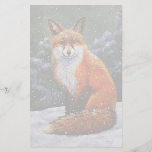 Niedlicher Rotfuchs im Winterschnee Briefpapier (Vorderseite)