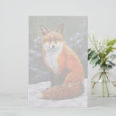 Niedlicher Rotfuchs im Winterschnee Briefpapier (Stehend Vorderseite)