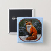 Niedlicher Rotfuchs im Winterschnee Button (Vorne & Hinten)