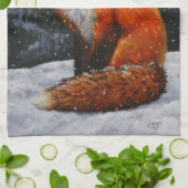 Niedlicher Rotfuchs im Winterschnee Geschirrtuch (Gefaltet)