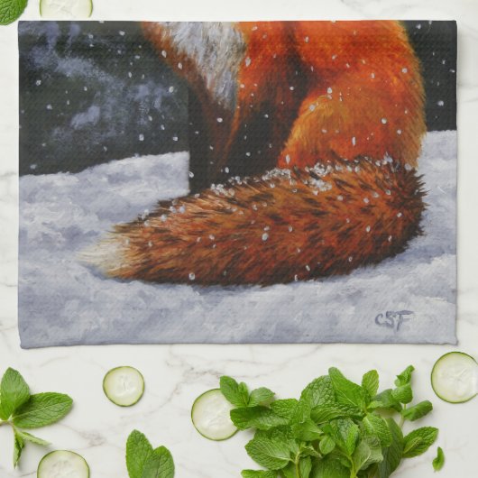 Niedlicher Rotfuchs im Winterschnee Geschirrtuch (Gefaltet)