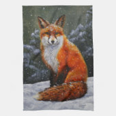 Niedlicher Rotfuchs im Winterschnee Geschirrtuch (Vertikal)
