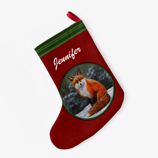 Niedlicher Rotfuchs im Winterschnee Kleiner Weihnachtsstrumpf (Rückseite (Hängend))