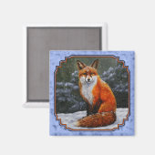 Niedlicher Rotfuchs im Winterschnee Magnet (Vorderseite/Rückseite)