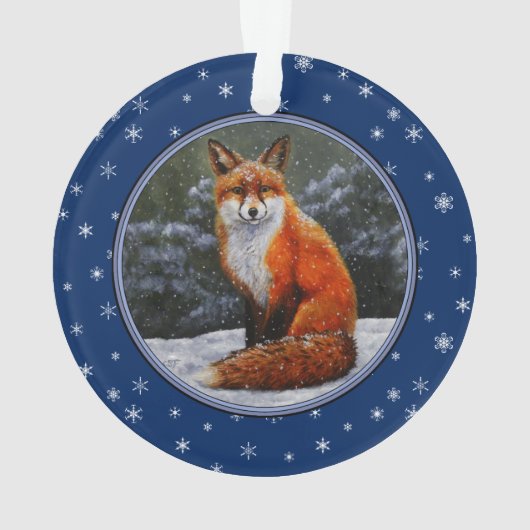 Niedlicher Rotfuchs im Winterschnee Ornament (Rückseite)