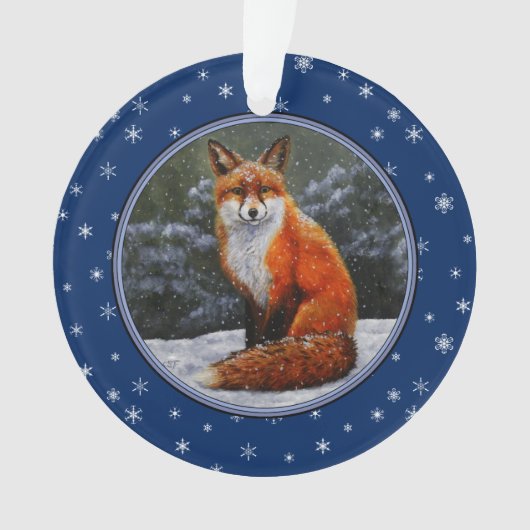Niedlicher Rotfuchs im Winterschnee Ornament (Vorderseite)