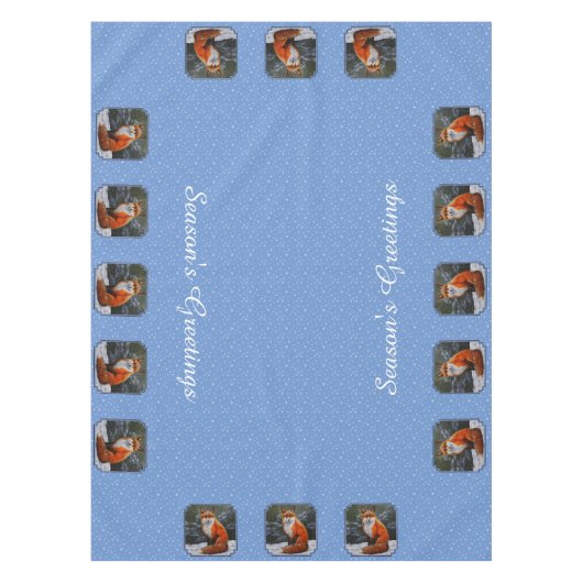 Niedlicher Rotfuchs im Winterschnee Tischdecke (Vorderseite)