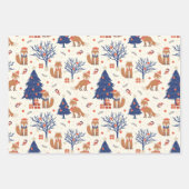 Niedlicher Rotfuchs in drei Weihnachtsmustern Geschenkpapier Set (Vorderseite 2)