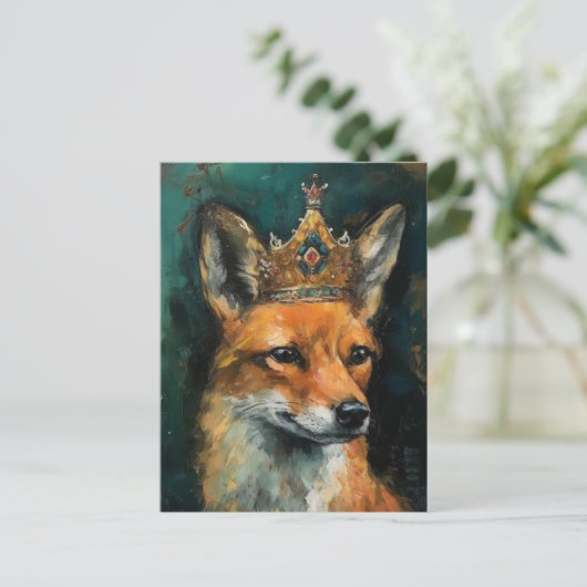 Niedlicher Rotfuchs in einer Krone Postkarte (Stehend Vorderseite)