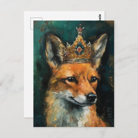 Niedlicher Rotfuchs in einer Krone Postkarte (Vorne/Hinten)