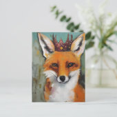 Niedlicher Rotfuchs in einer Krone Postkarte (Stehend Vorderseite)