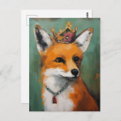 Niedlicher Rotfuchs in einer Krone und Ketten Postkarte (Vorne/Hinten)
