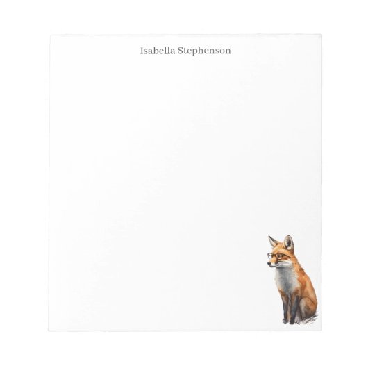Niedlicher Rotfuchs in Gläser Wasserfarbenwaldtier Notizblock (Vorderseite)