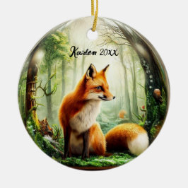Niedlicher Rotfuchs in Snowglobe Keramik Ornament