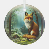 Niedlicher Rotfuchs in Snowglobe Ornament Aus Glas (Vorderseite)
