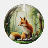 Niedlicher Rotfuchs in Snowglobe Ornament Aus Glas (Rückseite)
