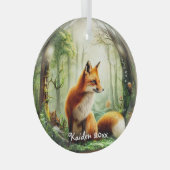 Niedlicher Rotfuchs in Snowglobe Ornament Aus Glas (Vorderseite Rechts)