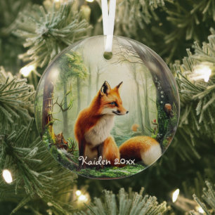 Niedlicher Rotfuchs in Snowglobe Ornament Aus Glas