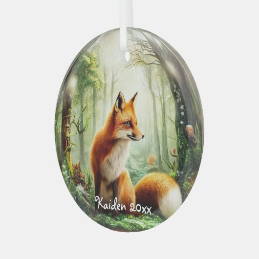 Niedlicher Rotfuchs in Snowglobe Ornament Aus Glas (Vorderseite links)