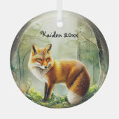 Niedlicher Rotfuchs in Snowglobe Ornament Aus Glas (Vorderseite)