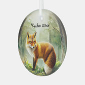 Niedlicher Rotfuchs in Snowglobe Ornament Aus Glas (Vorderseite links)