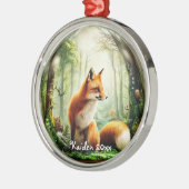 Niedlicher Rotfuchs in Snowglobe Ornament Aus Metall (Links)