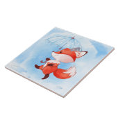 Niedlicher Rotfuchs mit Umbrella Fliese (Seite)