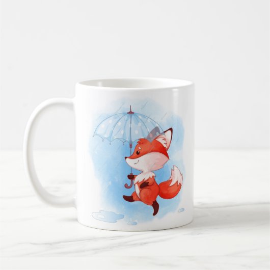 Niedlicher Rotfuchs mit Umbrella Kaffeetasse (Links)
