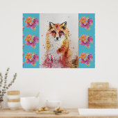 Niedlicher Rotfuchs Rose Rose Poster (Küche)