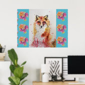 Niedlicher Rotfuchs Rose Rose Poster (Heimbüro)