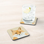 Niedlicher Rotfuchs - transparent auf Beige. Getränkeuntersetzer (Rechte Seite)