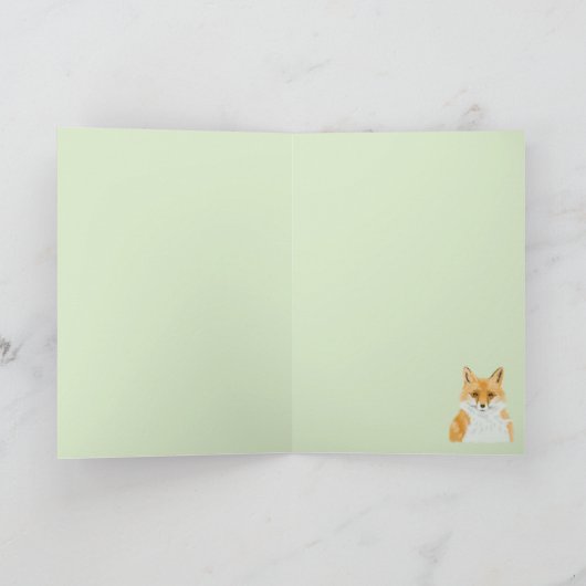 Niedlicher Rotfuchs - transparent auf grün. Karte (Innenseite)