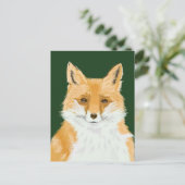 Niedlicher Rotfuchs - transparent auf grün. Postkarte (Stehend Vorderseite)