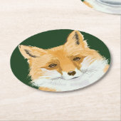 Niedlicher Rotfuchs - transparent auf grün. Runder Pappuntersetzer (Angewinkelt)