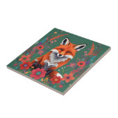 Niedlicher Rotfuchs und Blume Fliese (Seite)