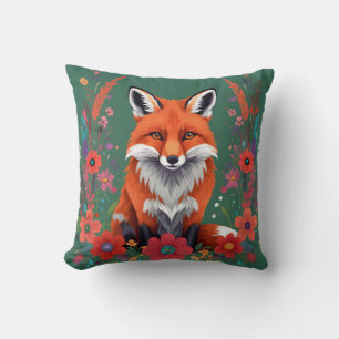 Niedlicher Rotfuchs und Blume Kissen