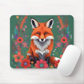 Niedlicher Rotfuchs und Blume Mousepad (Mit Mouse)