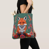 Niedlicher Rotfuchs und Blume Tasche (Von Nahem)