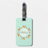 Niedlicher Rotfuchs- und Herzkranz mit Monogramm Gepäckanhänger (Rückseite vertikal)