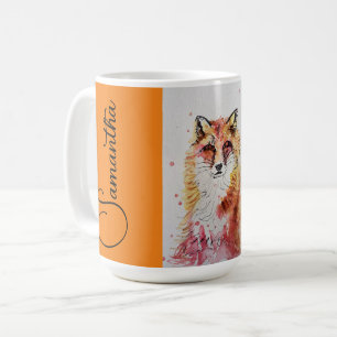Niedlicher Rotfuchs-Wasserfarben-Malerei-Becher Or Kaffeetasse