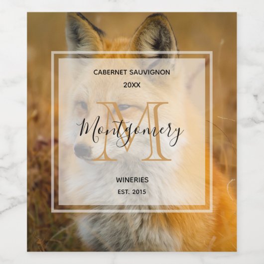 Niedlicher Rotfuchs Wilderness Foto Weinkultur und Weinetikett (Einzelnes Label)