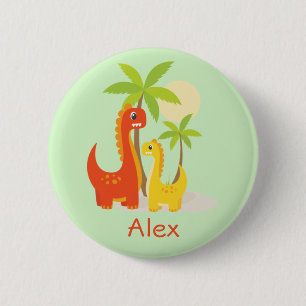 Niedlicher Rotgelber Dinosaurier Personalisierter  Button