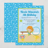 Niedlicher Rothaargymnast-Kindergeburtstag Einladung (Vorne/Hinten)