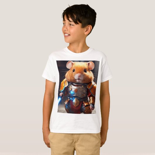 Niedlicher Rothaarschwertsmann in Armdruckaufschri T-Shirt (Vorne ganz)