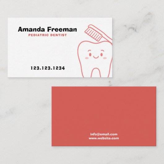 Niedlicher Rotkäppchen und Brush Kontur Kinder Zah Terminkarte (Vorne/Hinten)