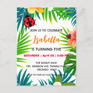 Niedlicher Rotpolka dot Ladybug Sommerdschungel Ge Postkarte