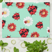 Niedlicher Rotpolka Punkt Ladybug Blume Girl Geschirrtuch (Gefaltet)