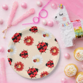 Niedlicher Rotpolka Punkt Ladybug Blume Girl Pappteller (Party)