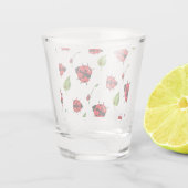 Niedlicher Rotpolka Punkt Ladybug Blume Girl Schnapsglas (Rückseite)