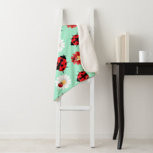 Niedlicher Rotpolka Punkt Ladybug Blume Girl Sherpadecke